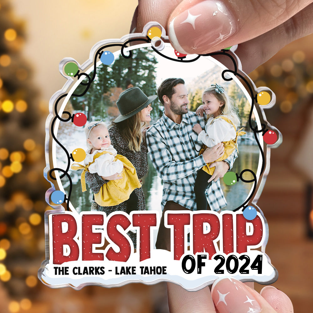 Custom Photo Ornament: 'Best Trip' Family Keepsake for Christmas