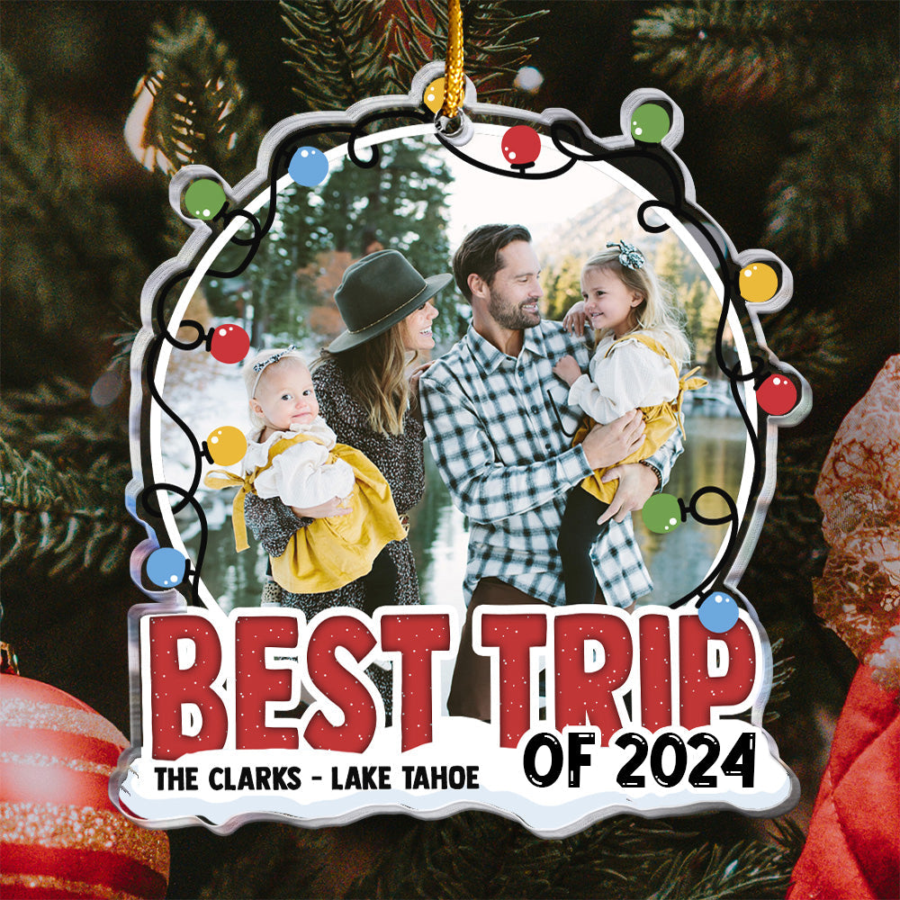 Custom Photo Ornament: 'Best Trip' Family Keepsake for Christmas