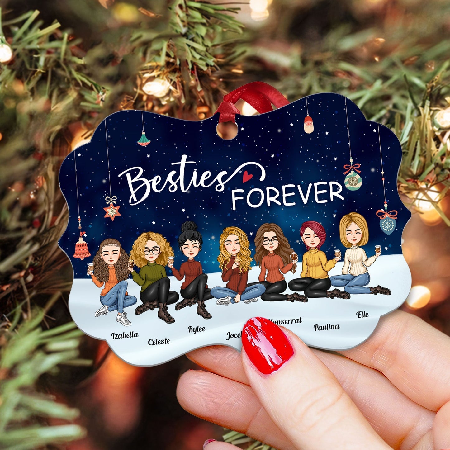 Personalized 'Besties FOREVER' Ornament - Custom Christmas Gift for Best Friends