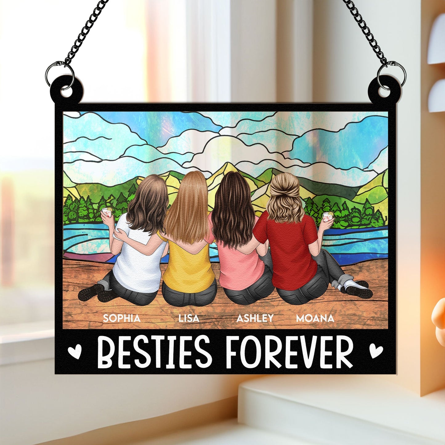 Personalized 'Besties Forever' Suncatcher: Custom Friend Window Art