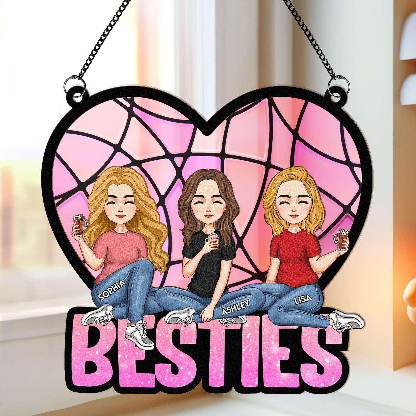 Personalized 'BESTIES' Suncatcher for Best Friends - Custom Gift