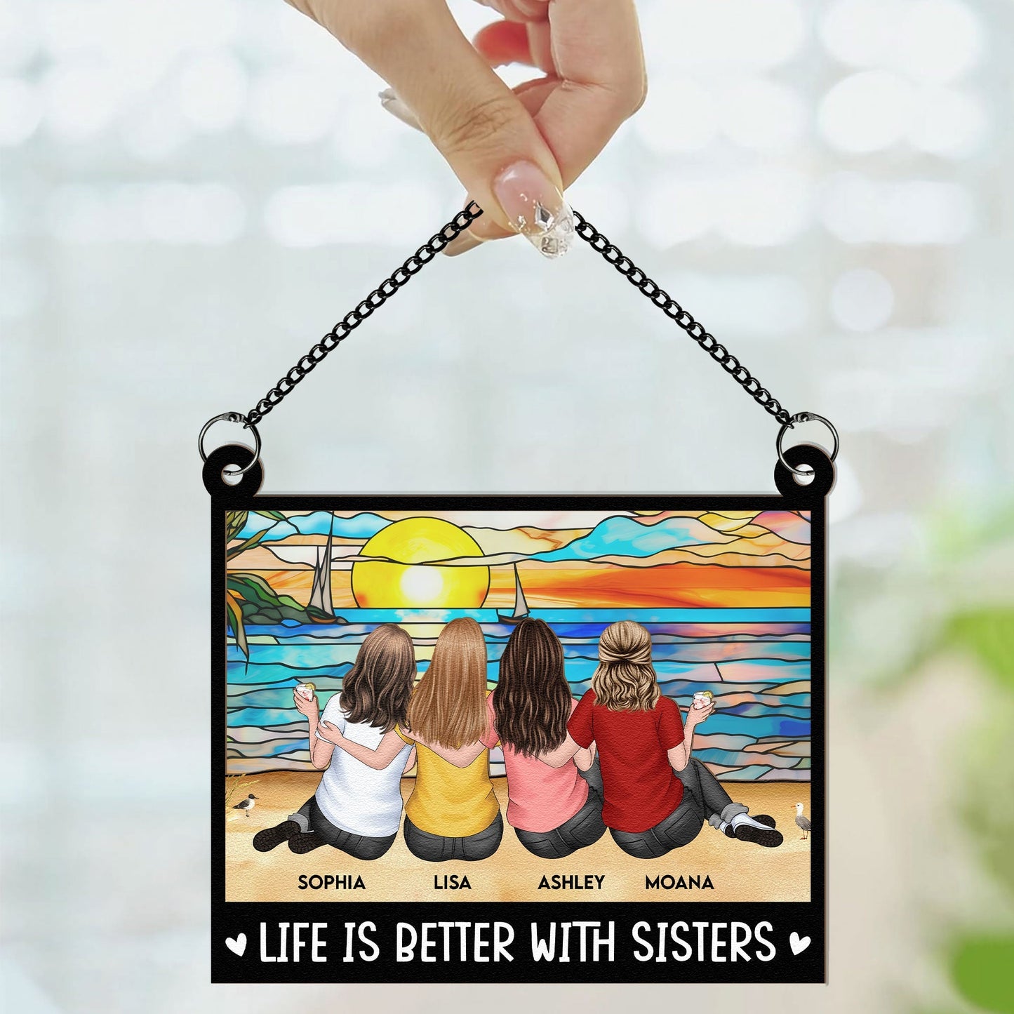 Personalized 'Besties Forever' Suncatcher: Custom Friend Window Art