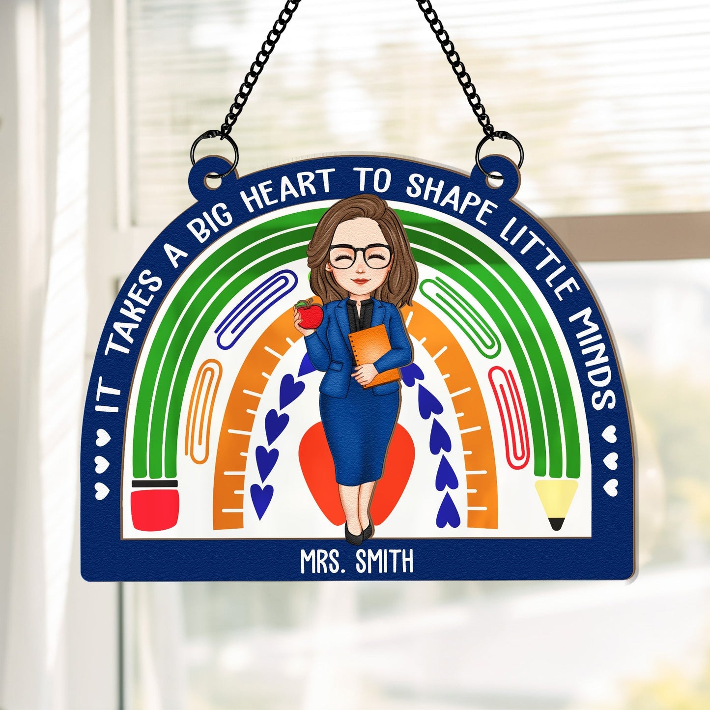Heartfelt Personalized Teacher Suncatcher: "Big Heart, Little Minds" Gift