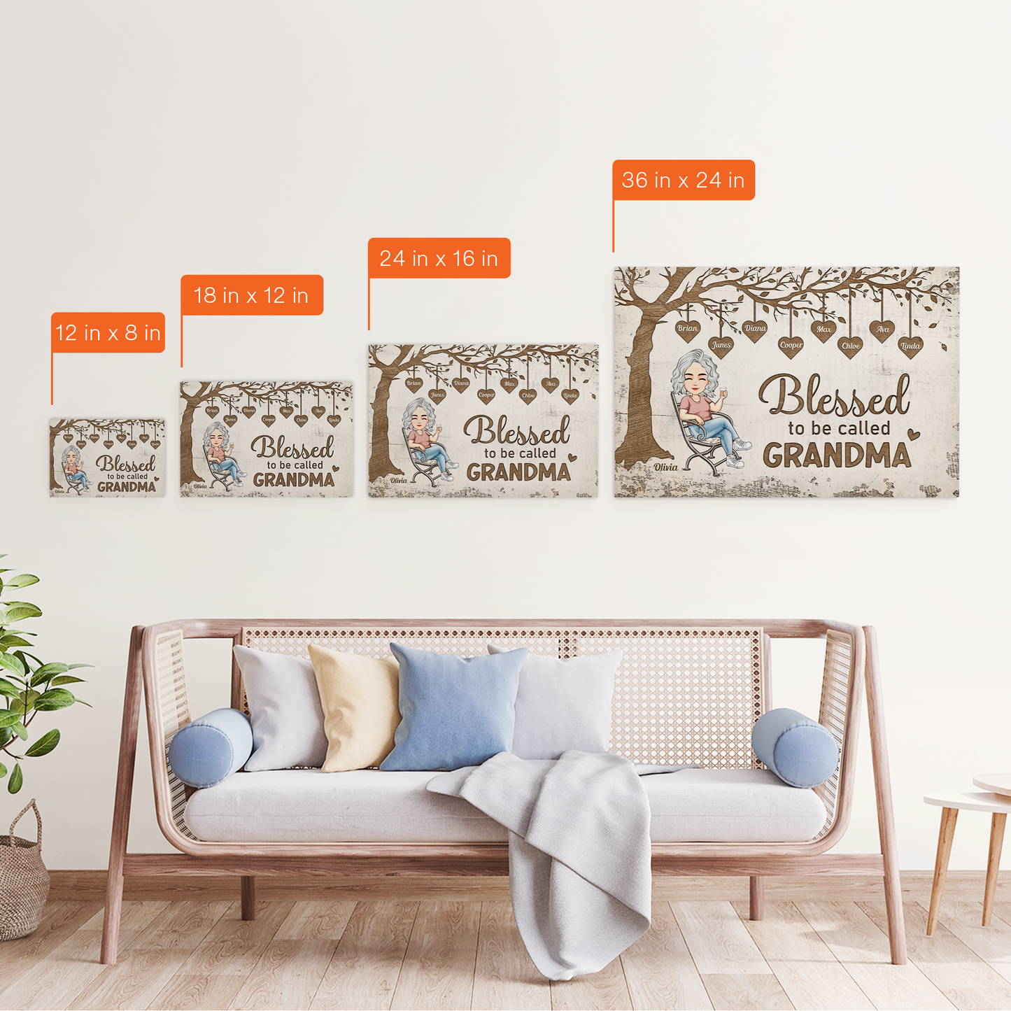 Personalized "Blessed to be Called Nana" Canvas / Poster Wall Art for Grandma