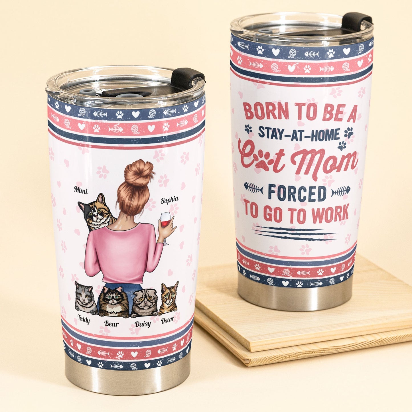 Personalized 'Stay-At-Home Cat Mom' Tumbler - Funny Gift for Cat Lovers