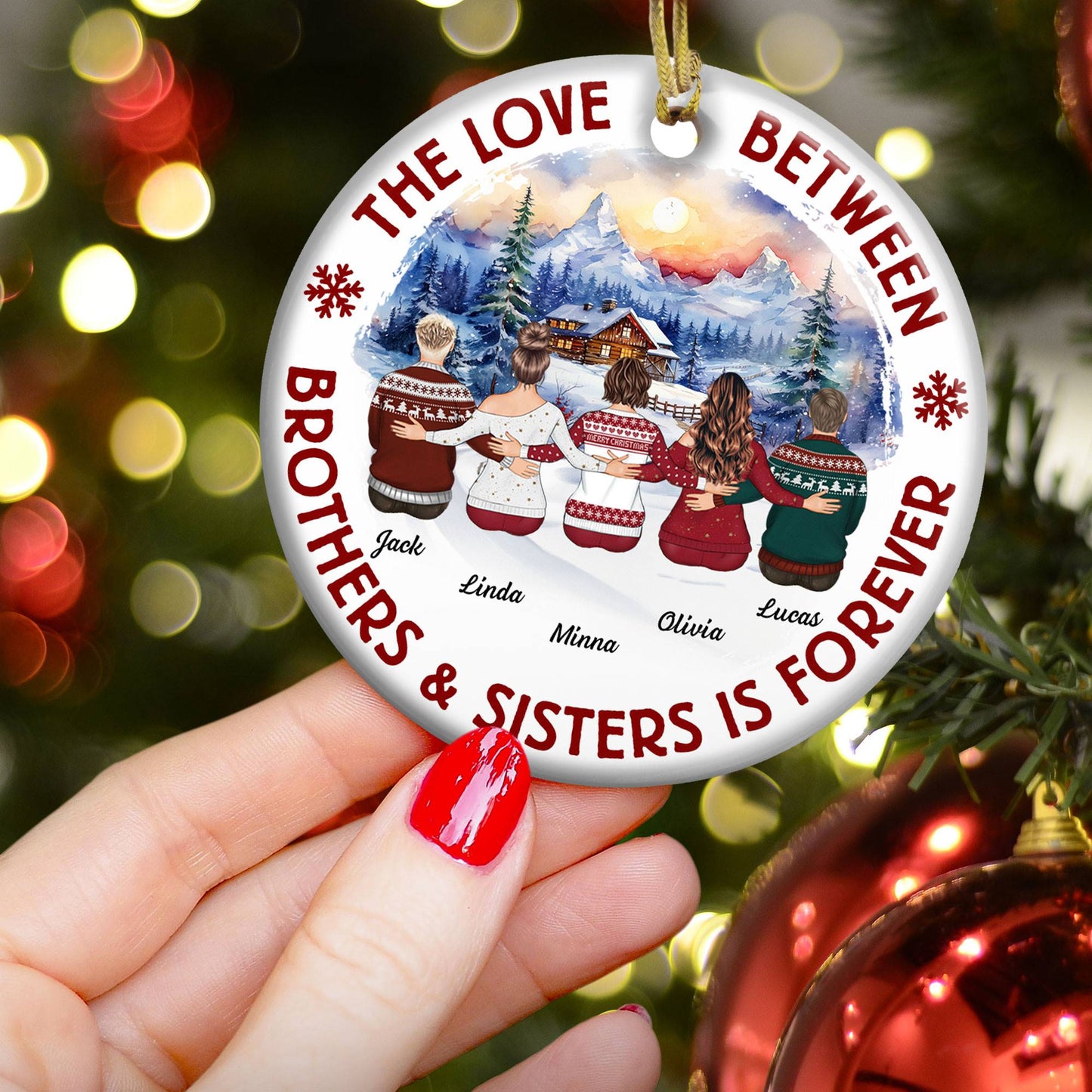 Personalized Brothers & Sisters Forever Ceramic Christmas Ornament