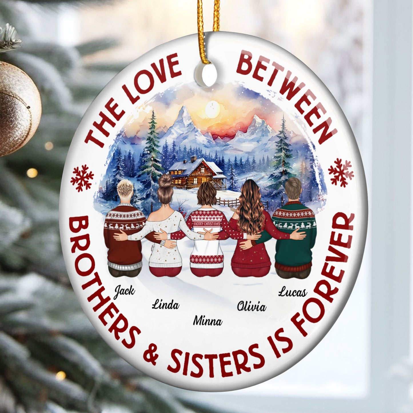 Personalized Brothers & Sisters Forever Ceramic Christmas Ornament