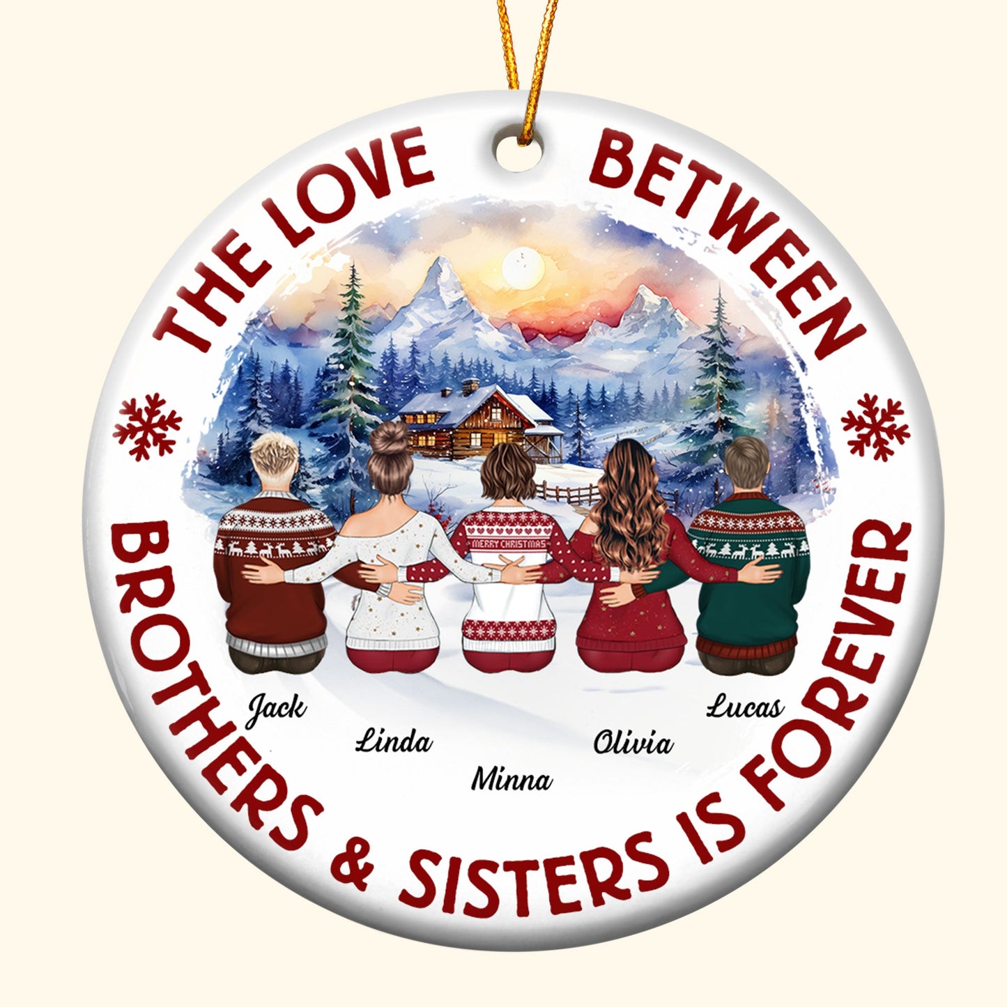 Personalized Brothers & Sisters Forever Ceramic Christmas Ornament