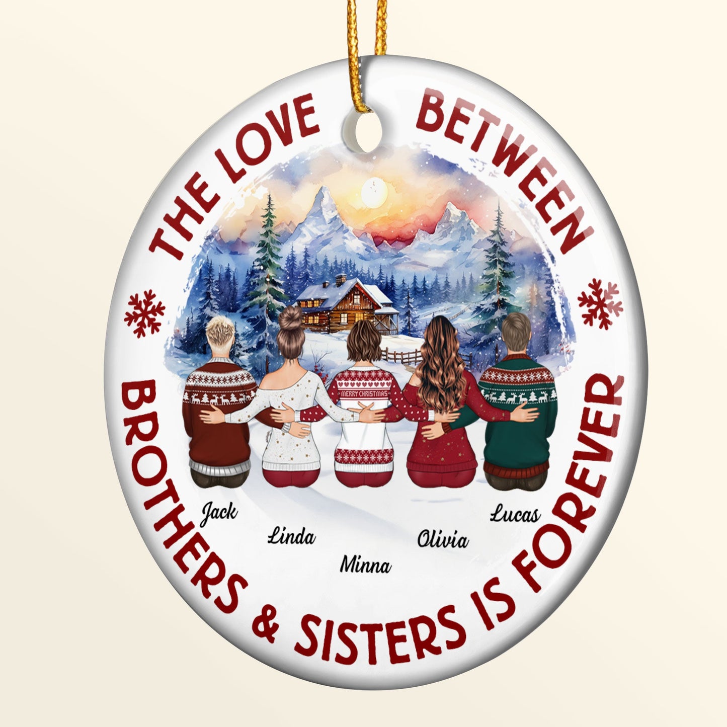 Personalized Brothers & Sisters Forever Ceramic Christmas Ornament
