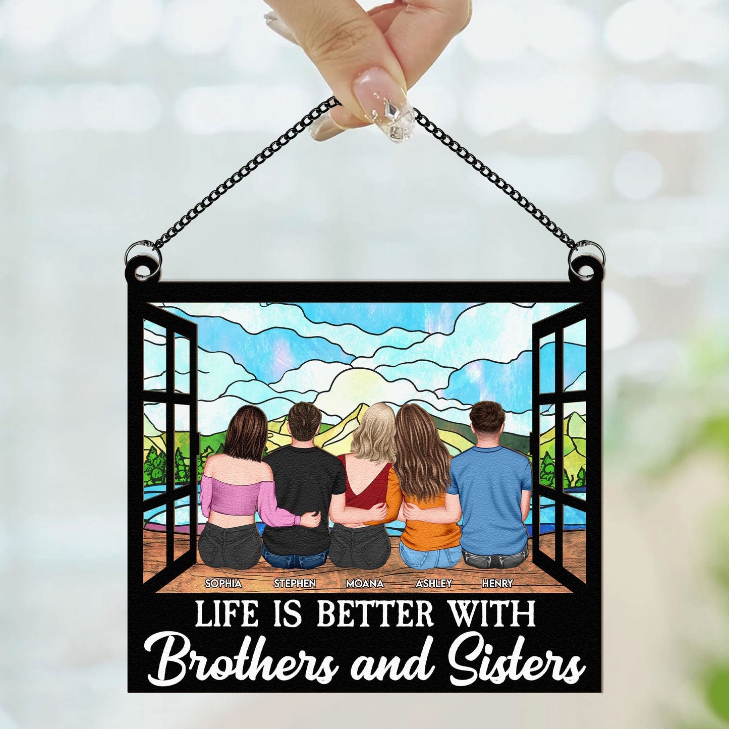 Personalized 'Life is Better With Brothers & Sisters' Suncatcher Gift