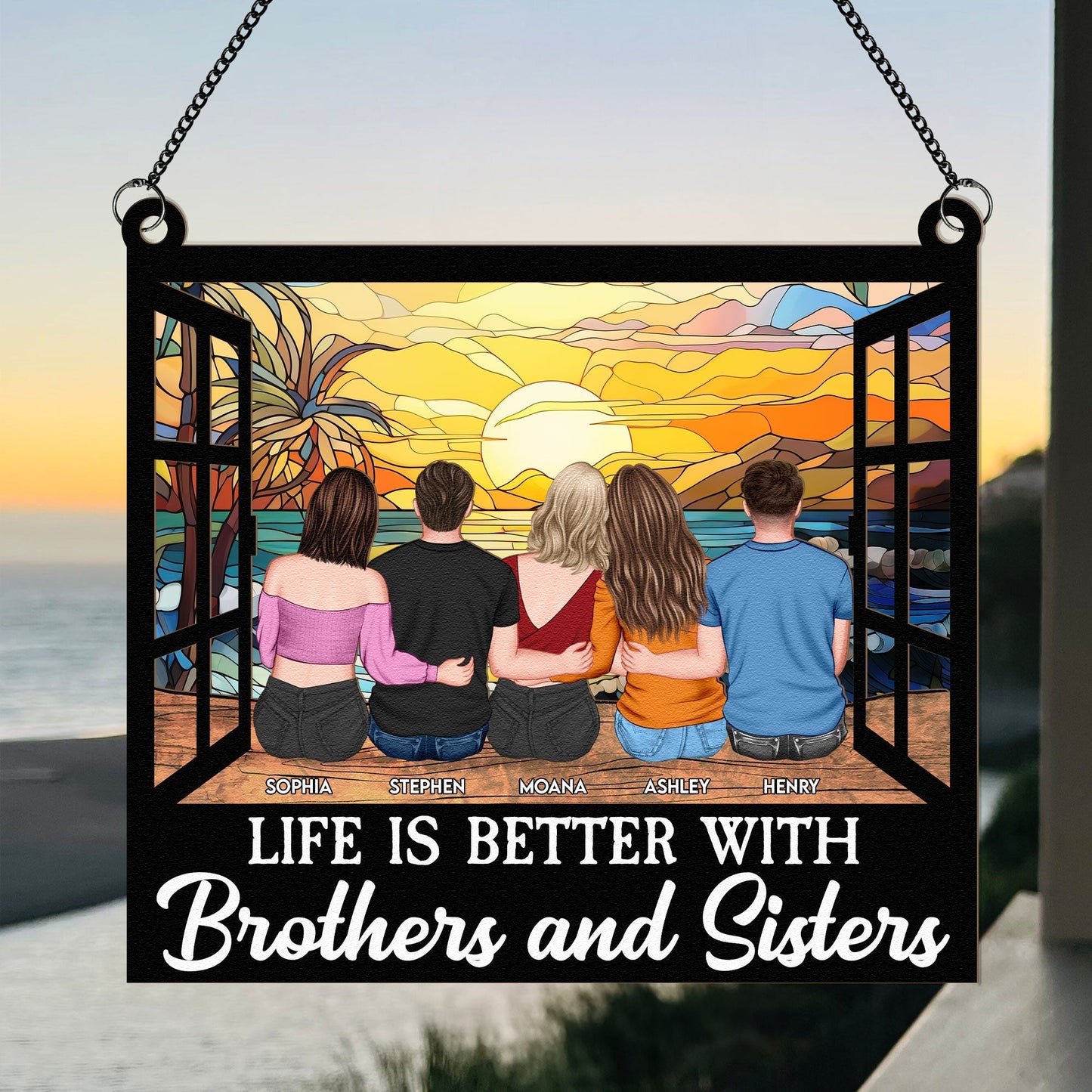 Personalized 'Life is Better With Brothers & Sisters' Suncatcher Gift
