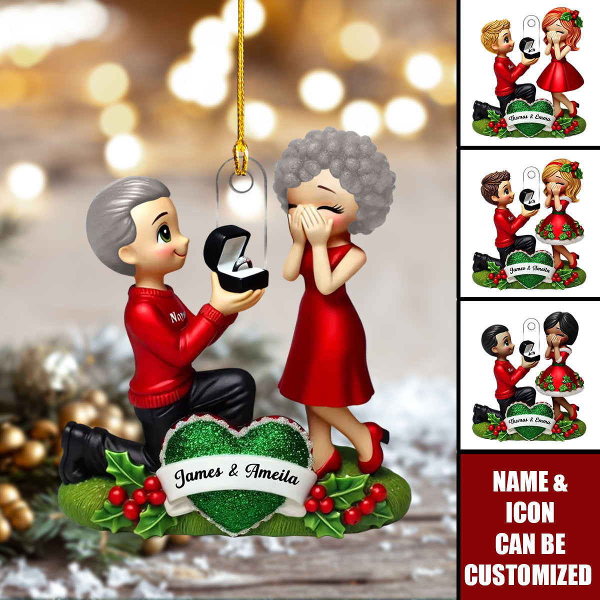 Personalized Proposal  "She Said Yes!"  Ornament – Capture Your Special Moment