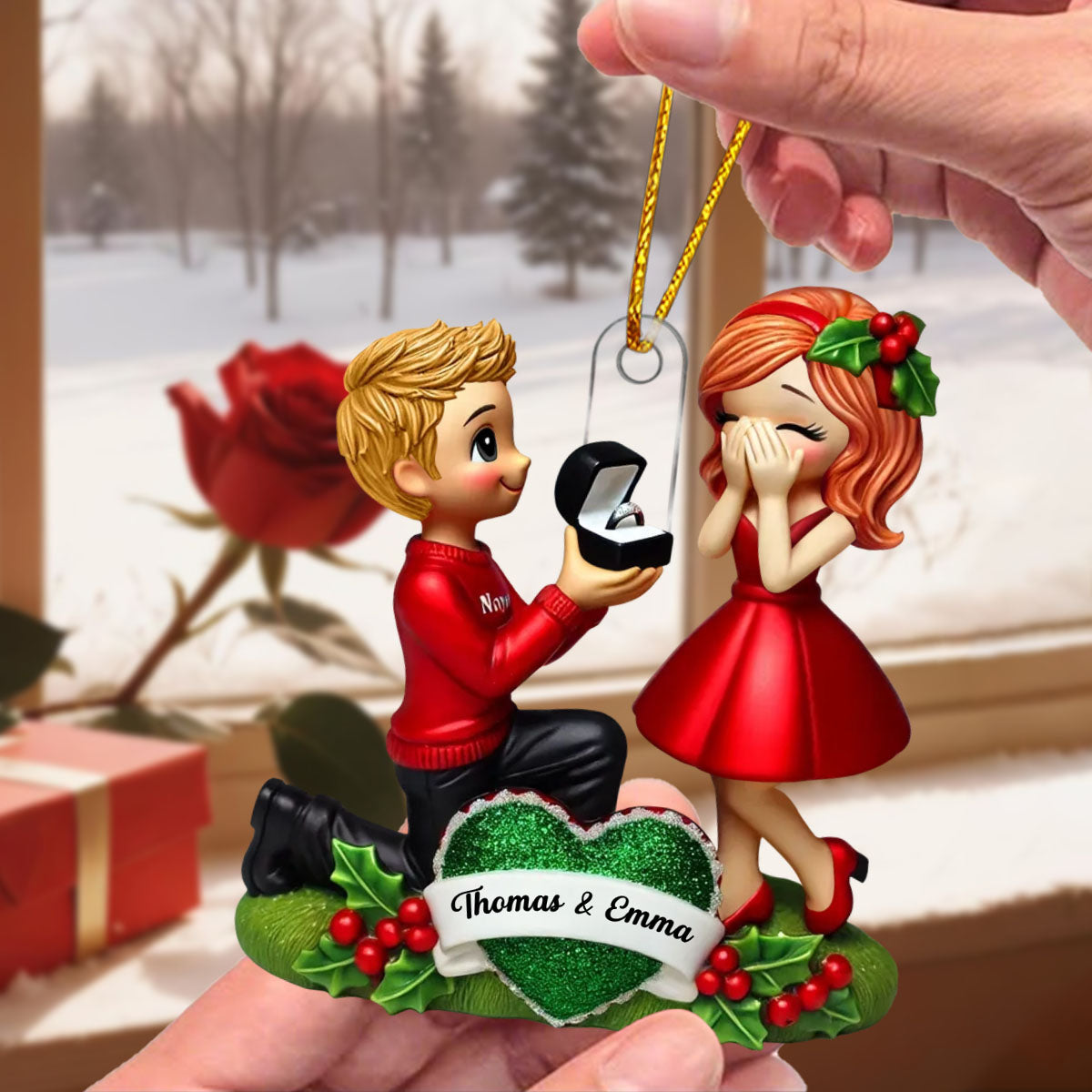 Personalized Proposal  "She Said Yes!"  Ornament – Capture Your Special Moment