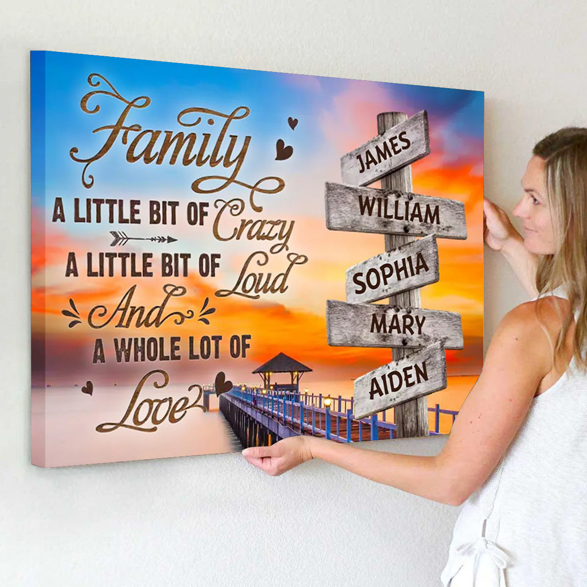 Personalized Family Love Canvas Wall Art: A Whole Lot of Love Quote