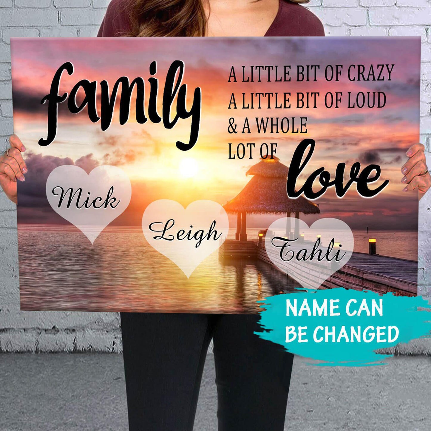 Personalized Family Sunset Canvas: 'A Whole Lot of Love' Custom Art