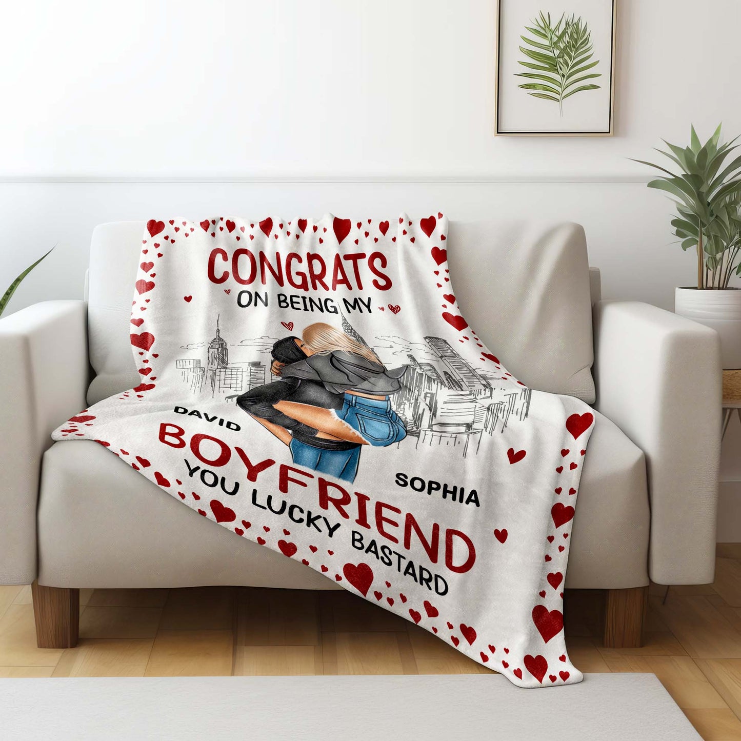 Congrats On Being My Boyfriend Skyline and Hearts Design