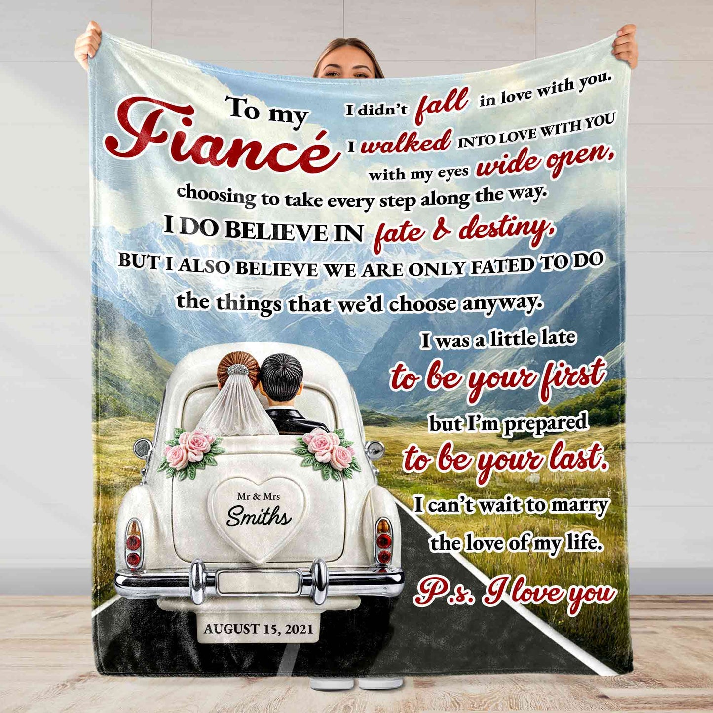 To My Fiancé: Our Journey of Love - Personalized Custom Blanket