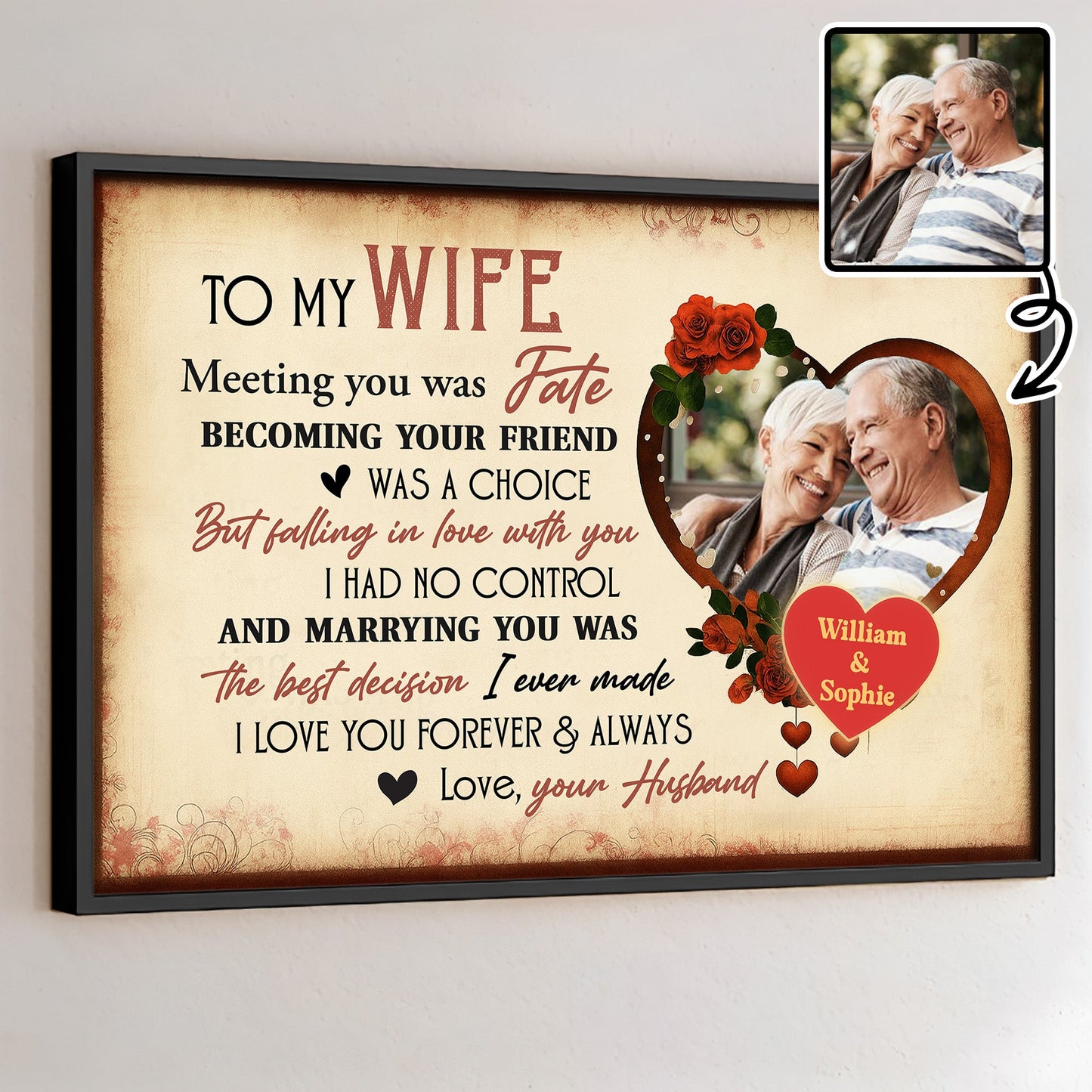 To My Wife - Meeting You Was Fate- Personalized Custom Canvas / Poster