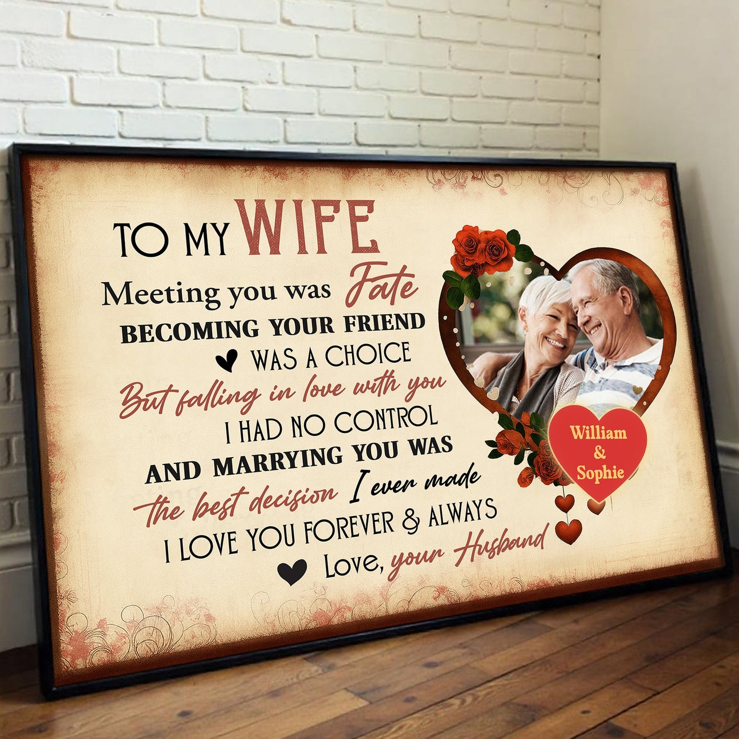To My Wife - Meeting You Was Fate- Personalized Custom Canvas / Poster
