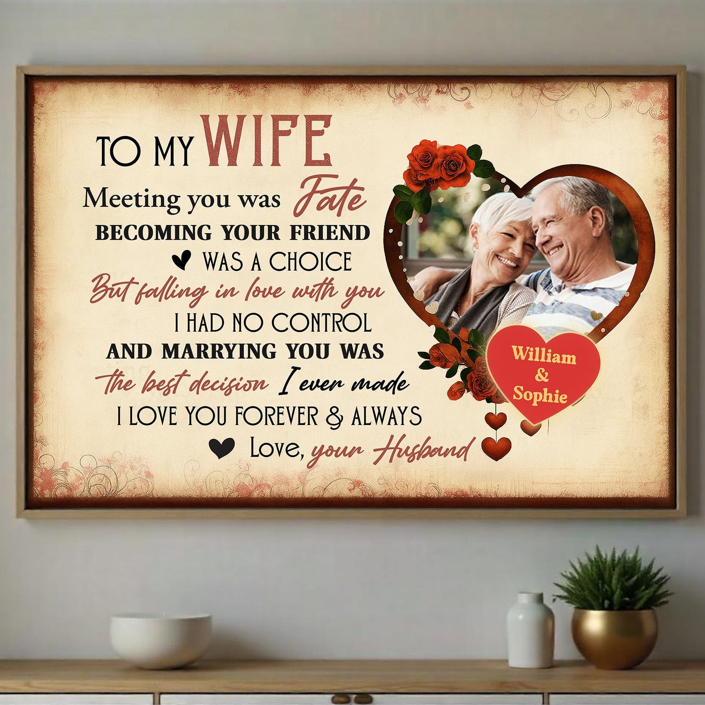 To My Wife - Meeting You Was Fate- Personalized Custom Canvas / Poster