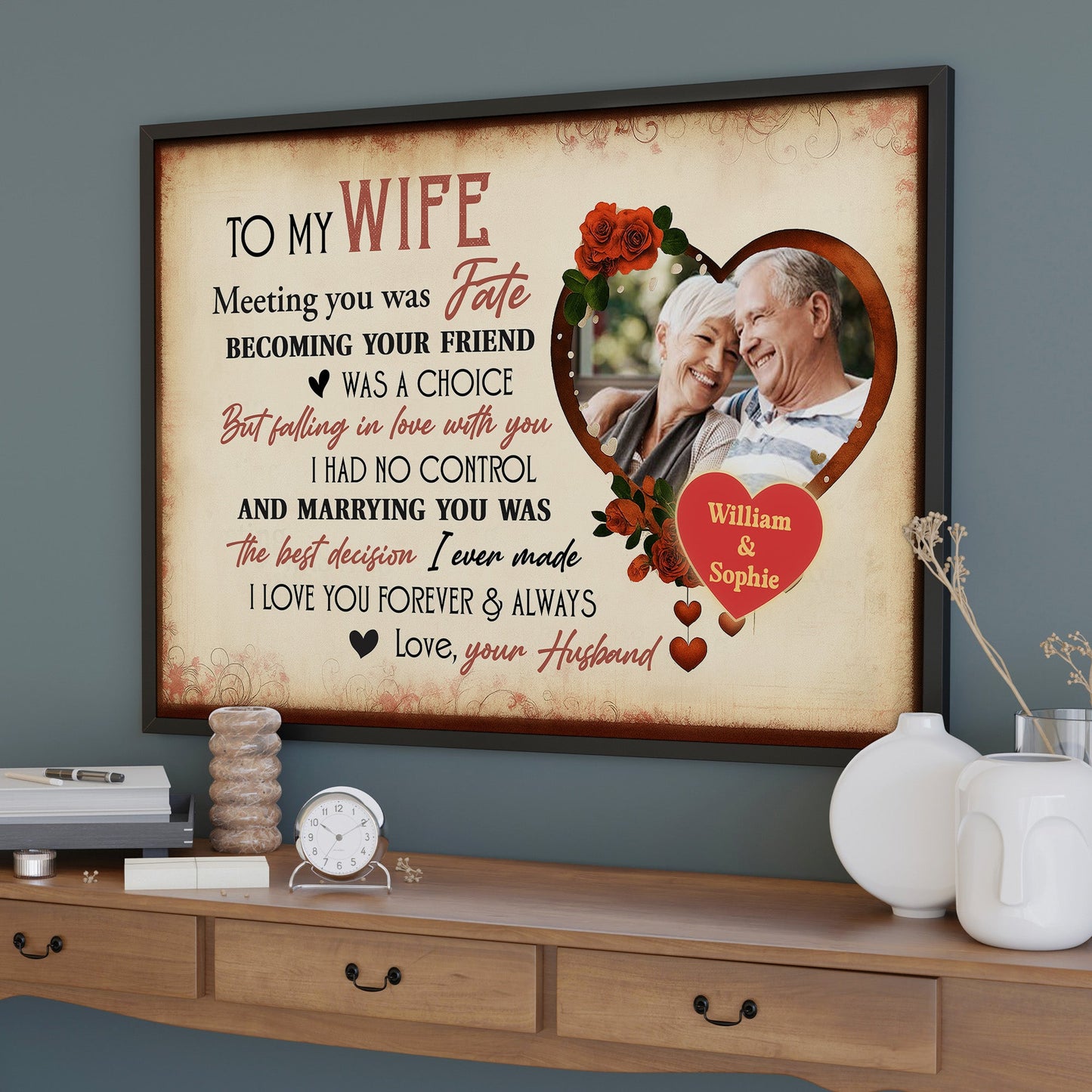To My Wife - Meeting You Was Fate- Personalized Custom Canvas / Poster