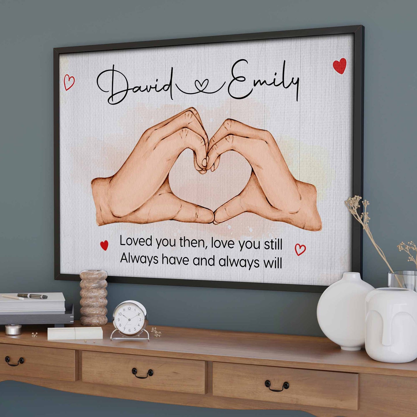 Loved You Then, Love You Still - Personalized Hand Heart Canvas / Poster