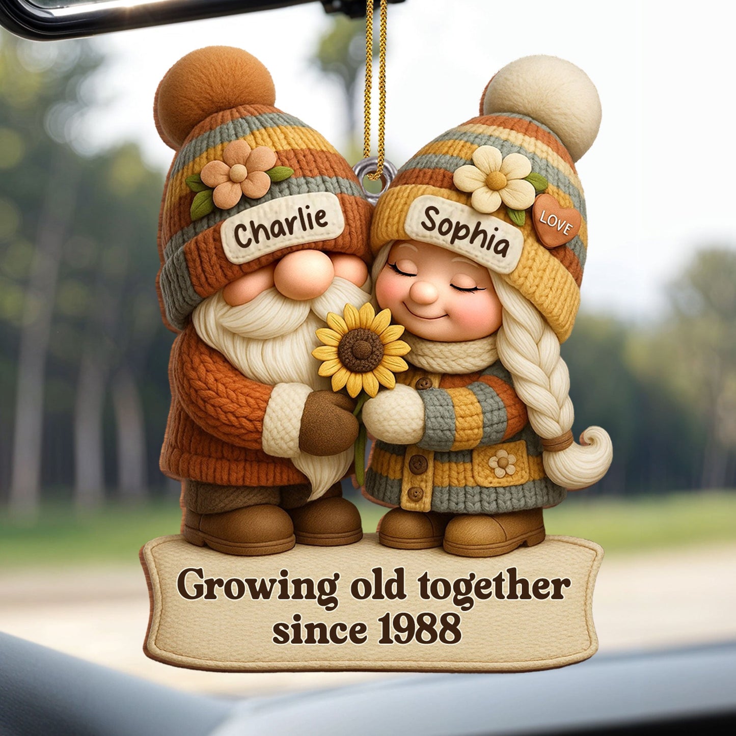 Growing Old Together Gnome Couple Ornament