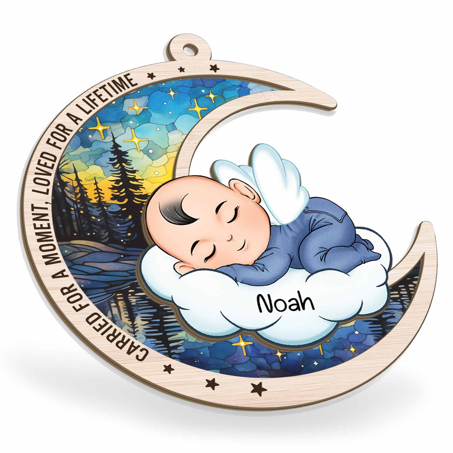 Personalized Angel Baby Suncatcher Ornament: "Carried For A Moment, Loved For A Lifetime"