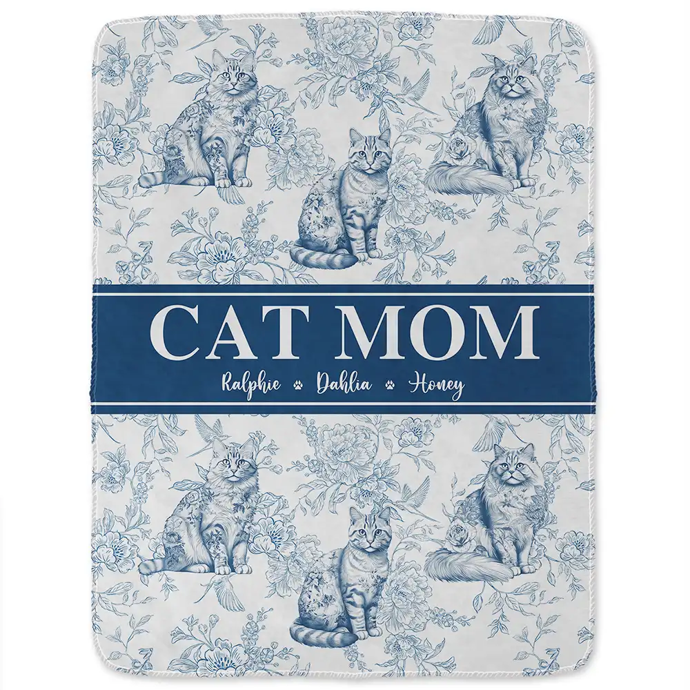 Cat Mom Cat Mum - Personalized Fleece Blanket, Sherpa Blanket