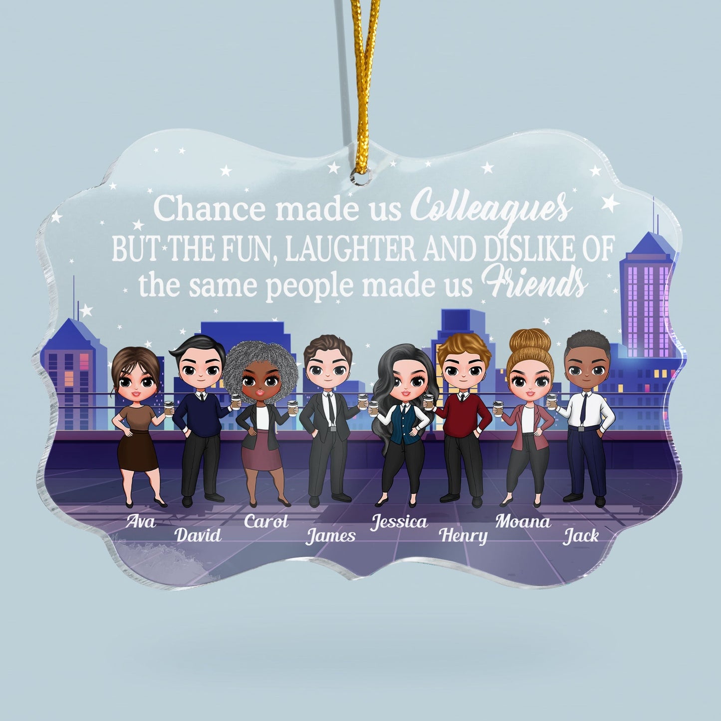 Custom 'Chance Made Us Friends' Colleague Acrylic Christmas Ornament