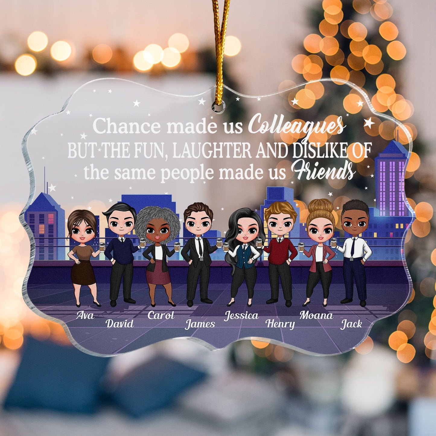 Custom 'Chance Made Us Friends' Colleague Acrylic Christmas Ornament