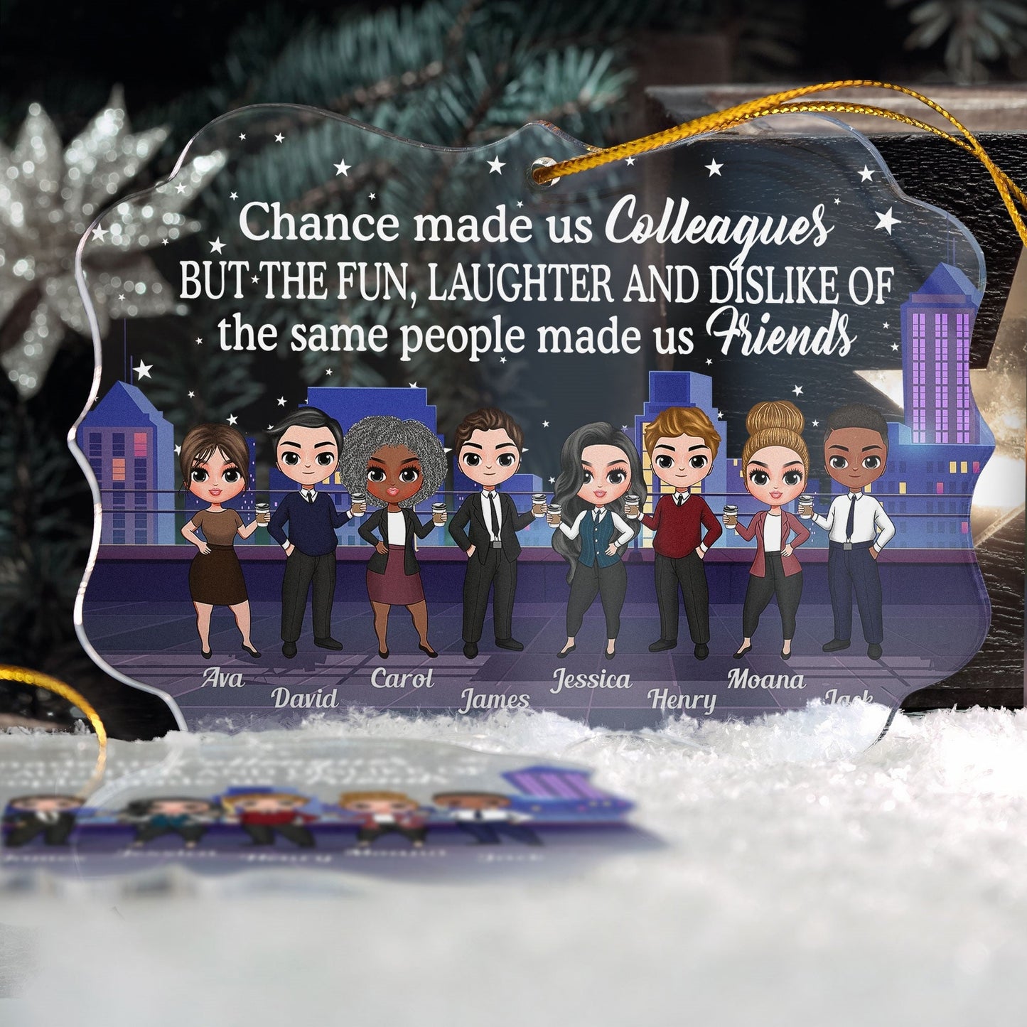 Custom 'Chance Made Us Friends' Colleague Acrylic Christmas Ornament