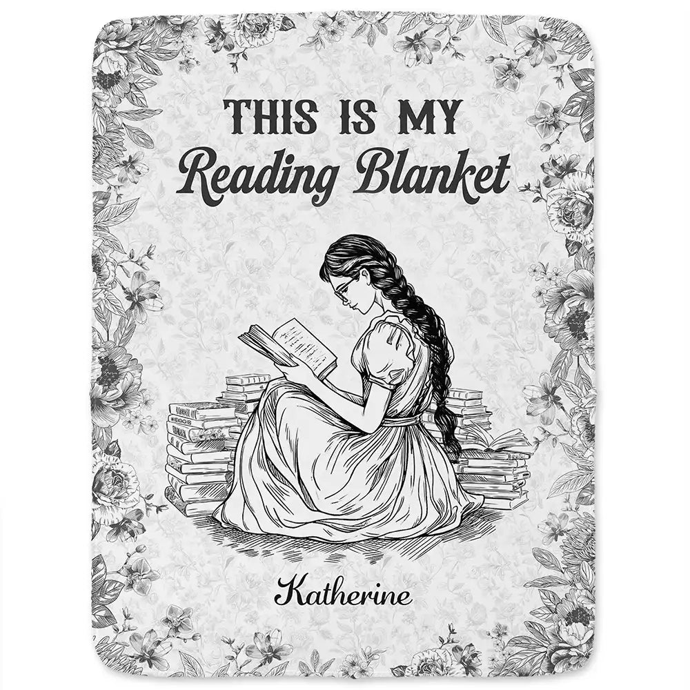 Reading, Gift For Women, Happy - Chinoiserie Toile This Is My Reading Blanket - Personalized Fleece Blanket, Sherpa Blanket