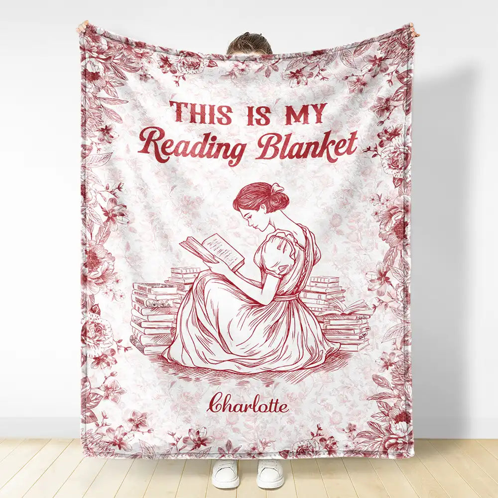 Reading, Gift For Women, Happy - Chinoiserie Toile This Is My Reading Blanket - Personalized Fleece Blanket, Sherpa Blanket