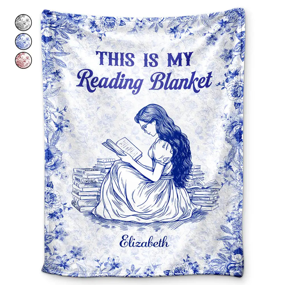 Reading, Gift For Women, Happy - Chinoiserie Toile This Is My Reading Blanket - Personalized Fleece Blanket, Sherpa Blanket