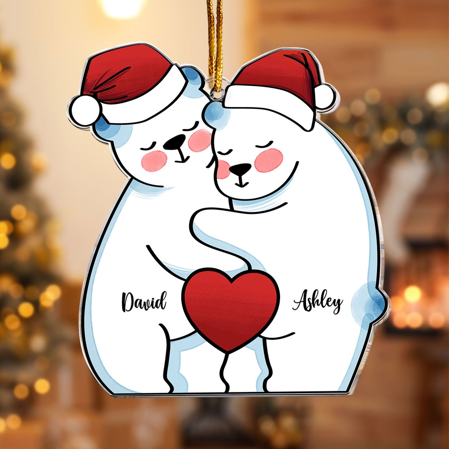 Personalized Family Bear Hug Christmas Acrylic Ornament