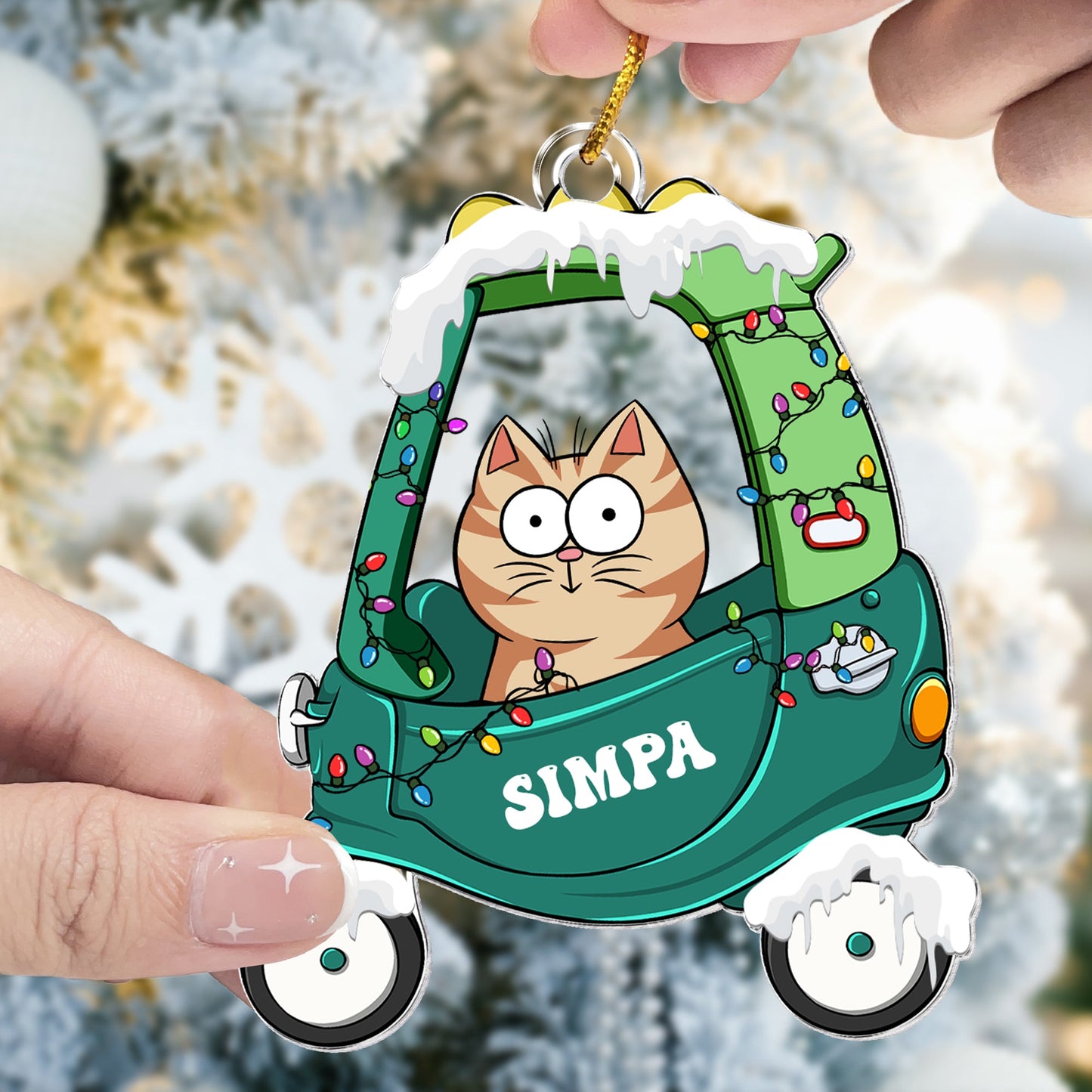 Custom Pet Christmas Car Ornament - Personalized Cat Name Keepsake