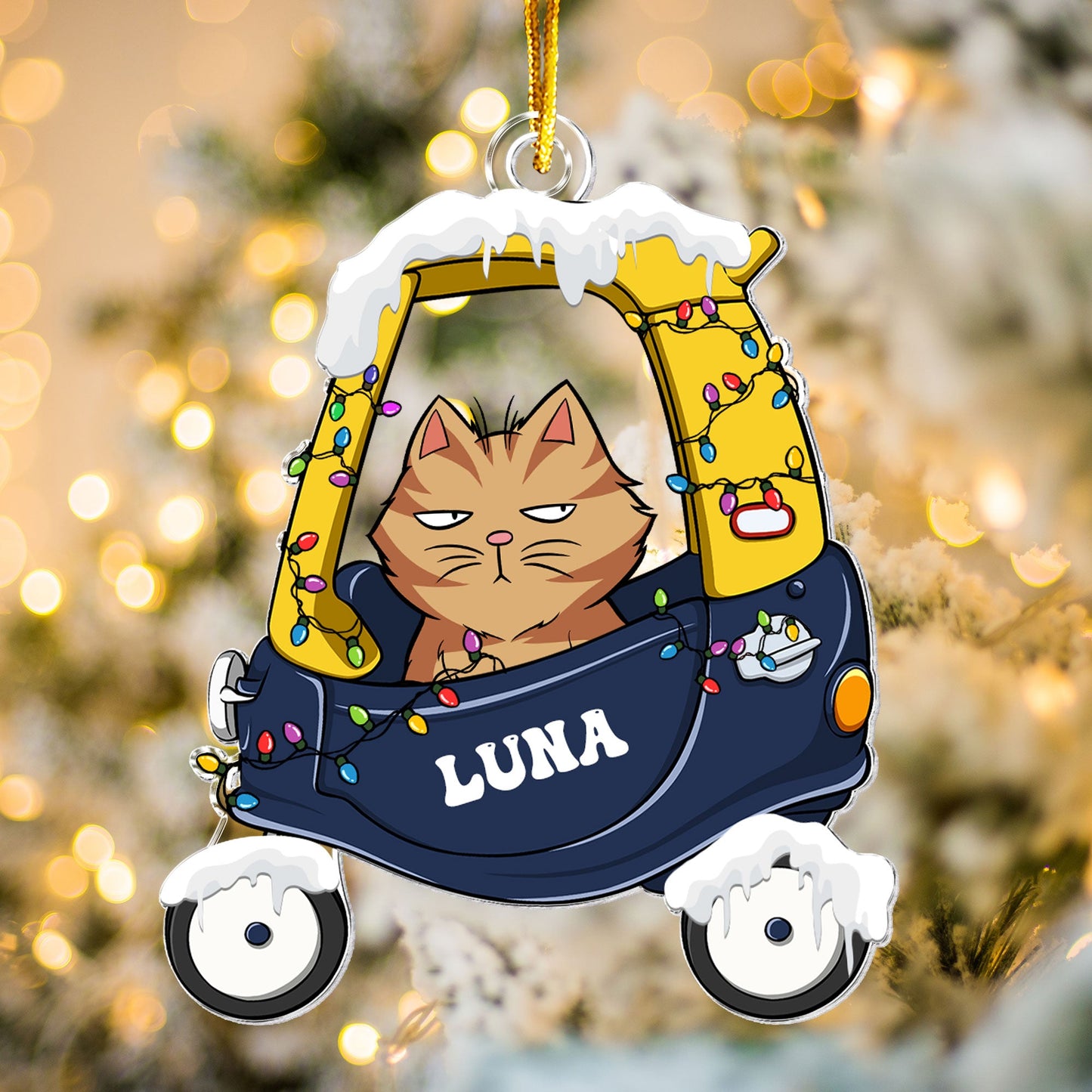 Custom Pet Christmas Car Ornament - Personalized Cat Name Keepsake