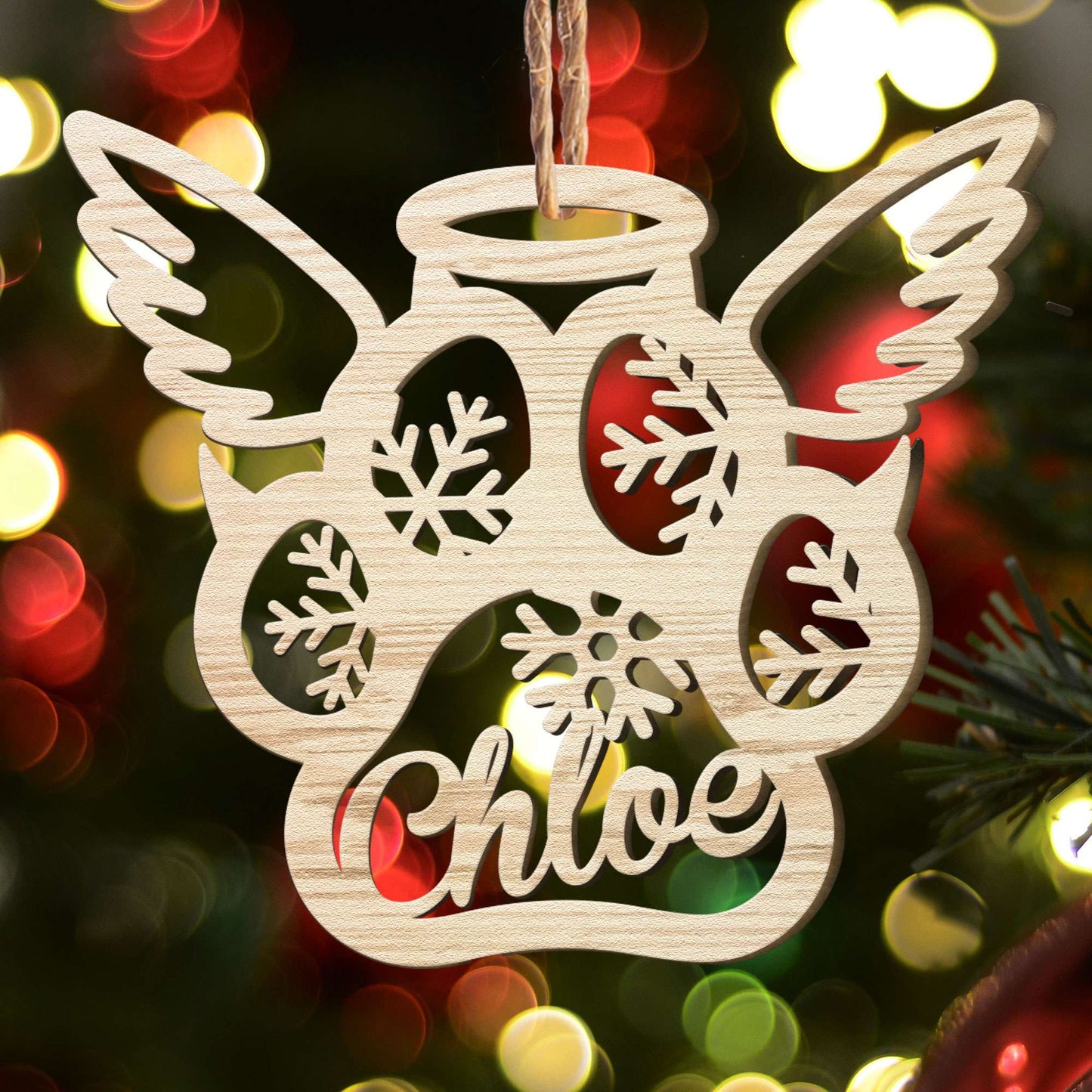 Personalized Angel Pet Paw Print Ornament - Custom Name Christmas Keepsake
