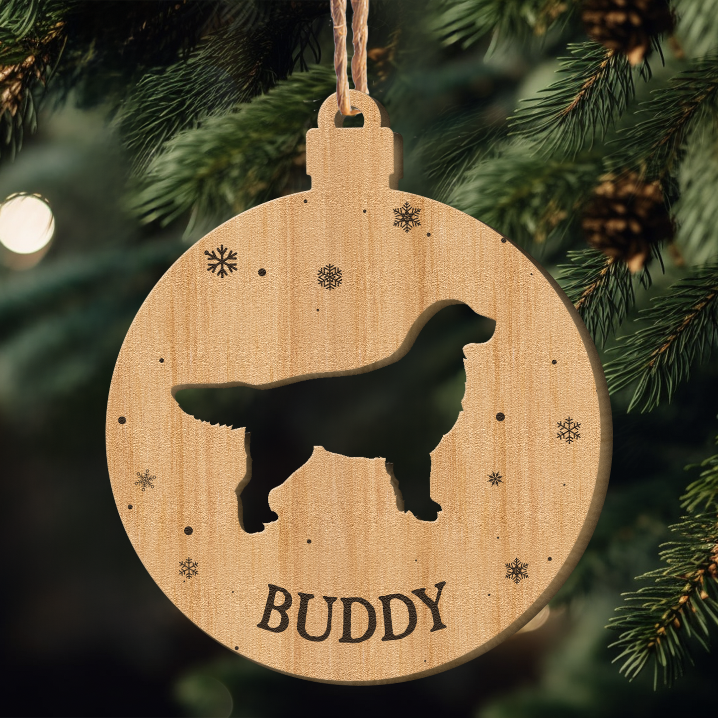 Personalized Wooden Dog Ornament for Christmas - Custom Pet Keepsake