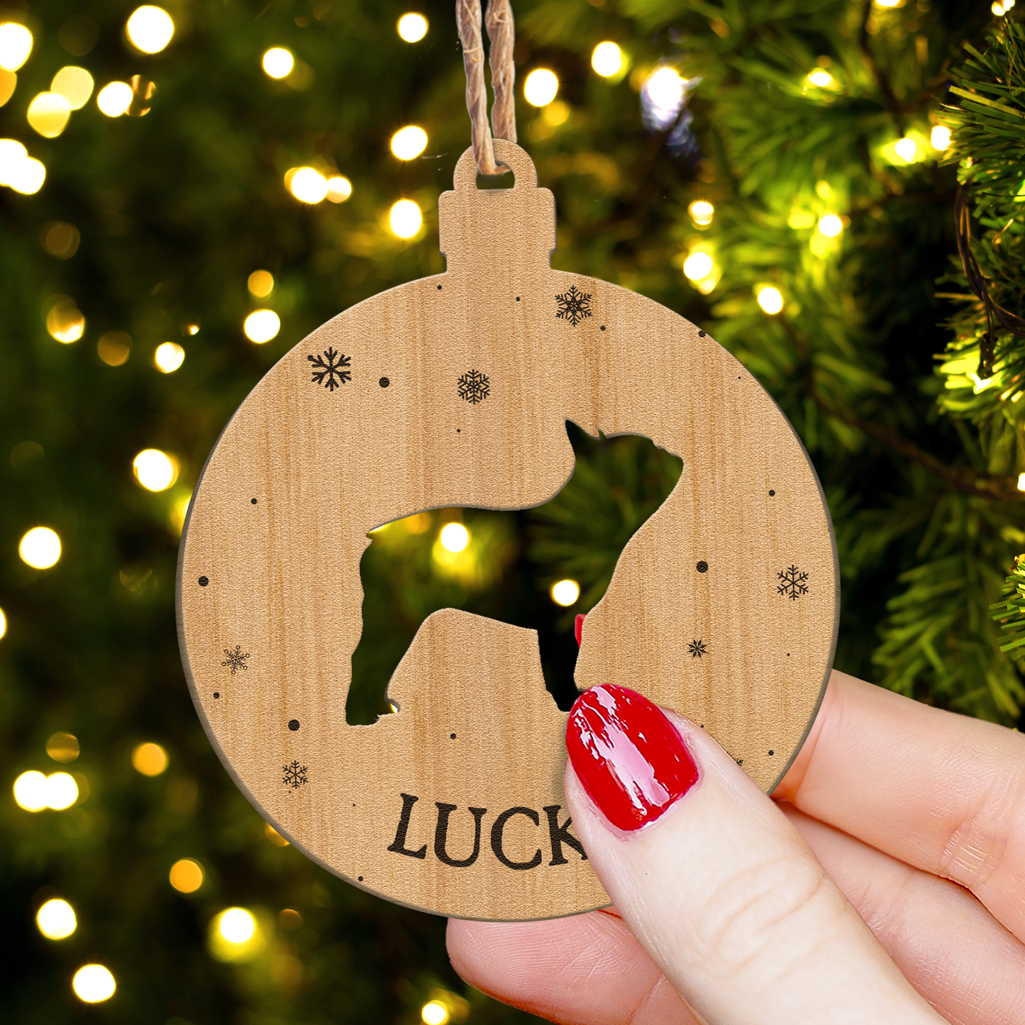 Personalized Wooden Dog Ornament for Christmas - Custom Pet Keepsake