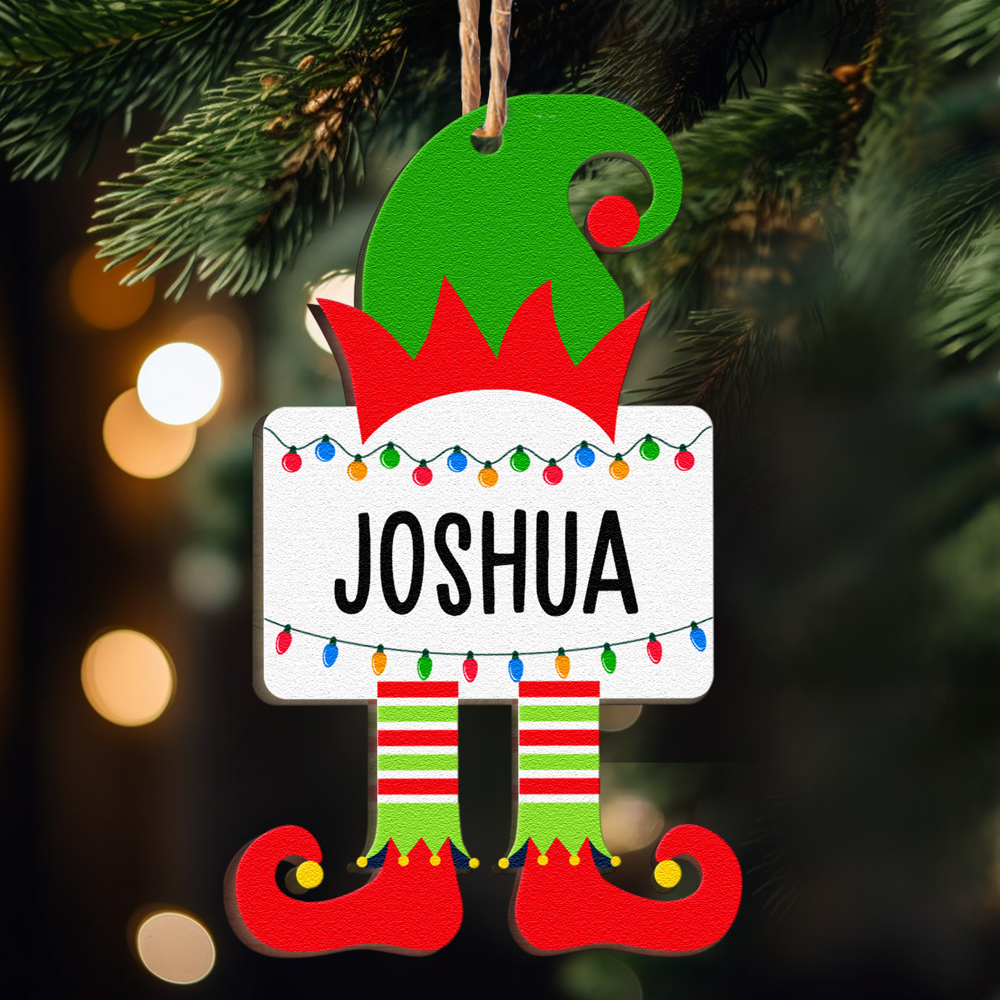 Personalized Christmas Elf Name Ornament - Whimsical Family Keepsake