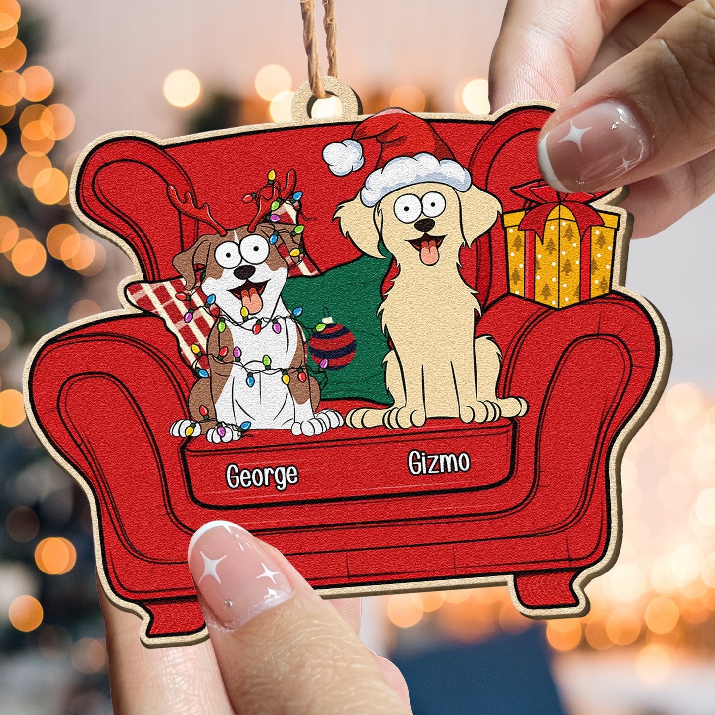 Personalized Christmas Pet Ornament - Funny Dog & Cat Armchair Keepsake