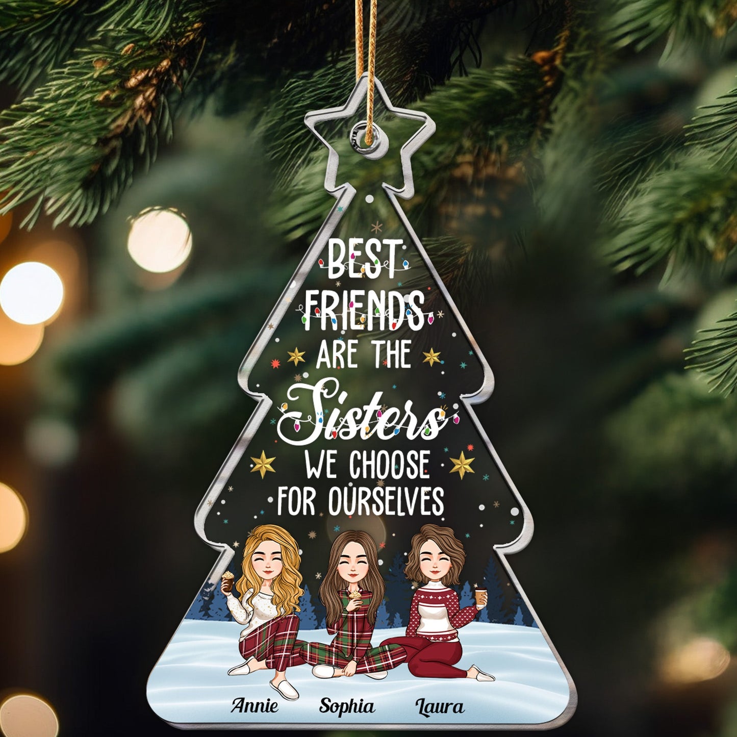 Personalized "Sisters We Choose" Christmas Ornament for Best Friends