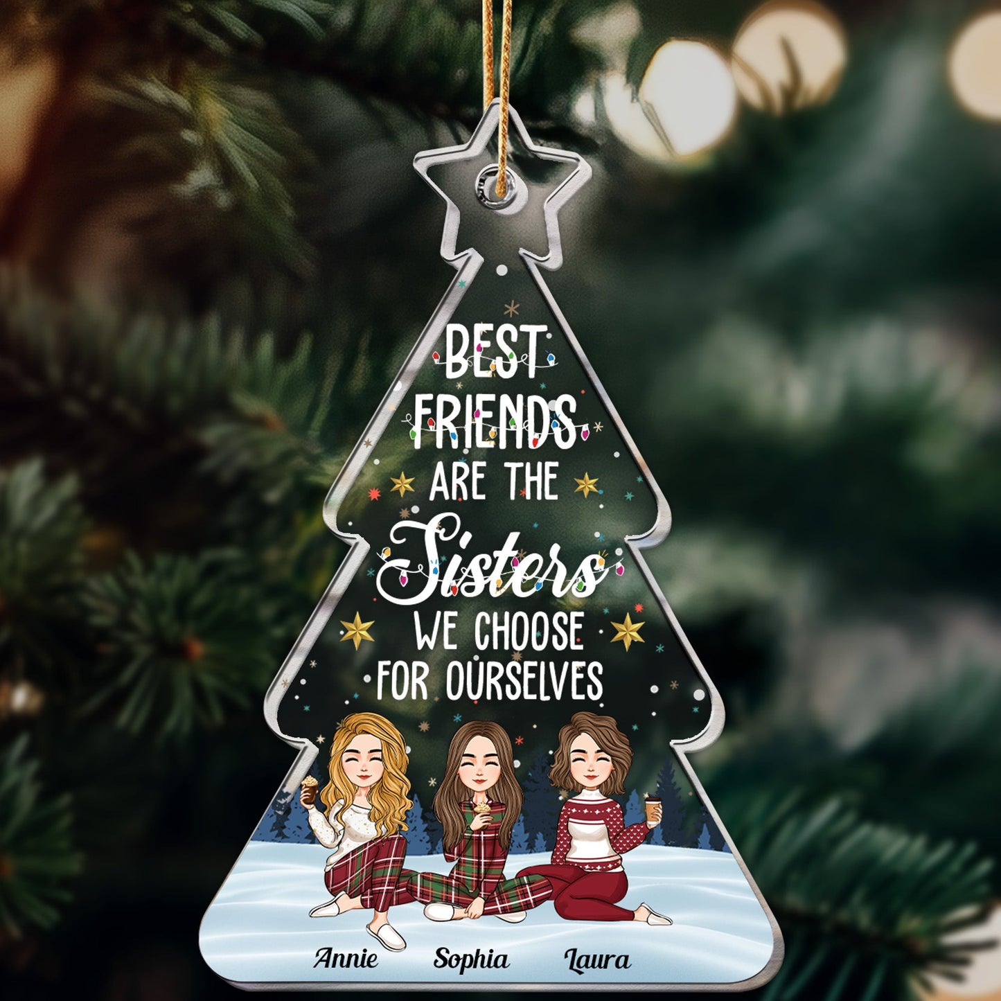 Personalized "Sisters We Choose" Christmas Ornament for Best Friends