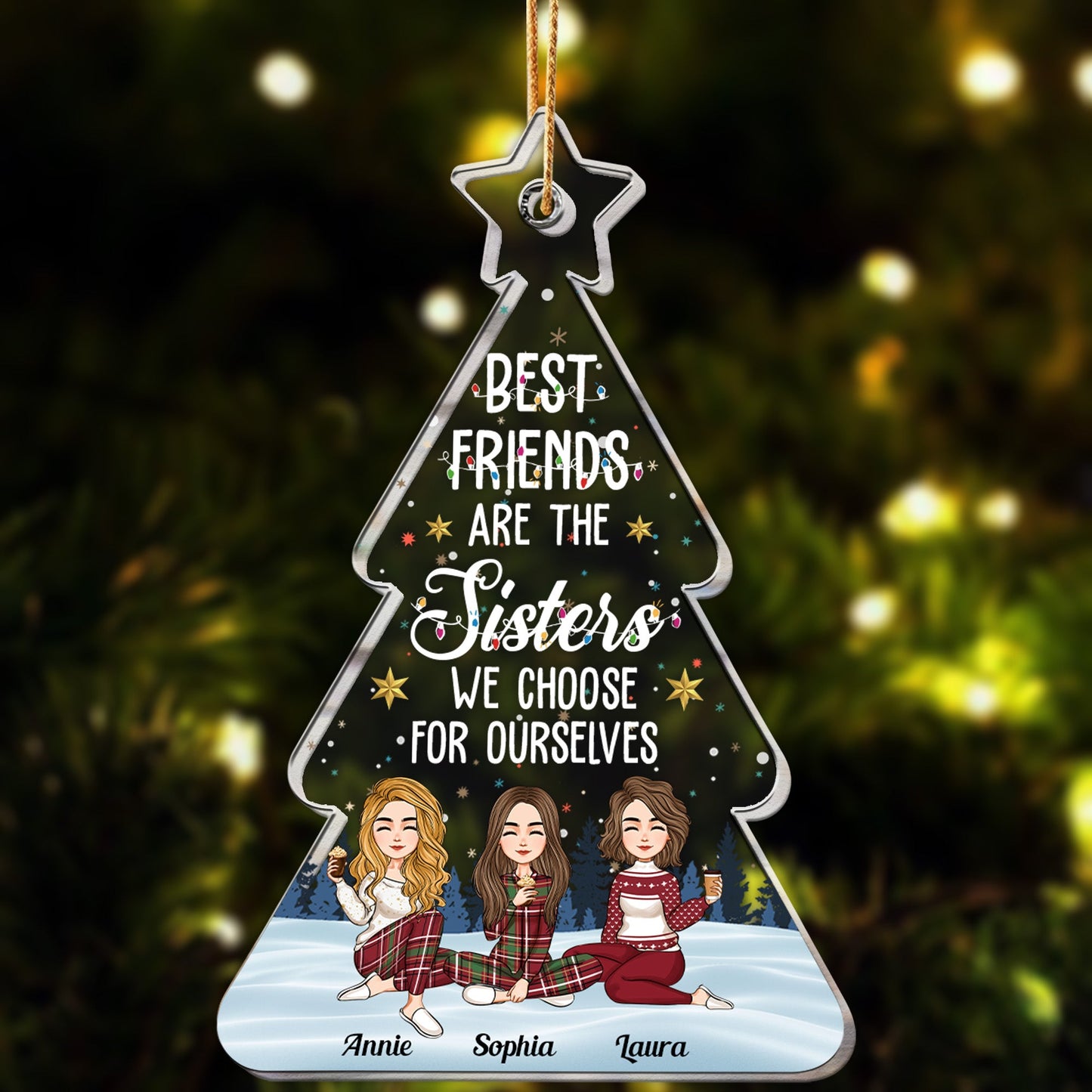 Personalized "Sisters We Choose" Christmas Ornament for Best Friends
