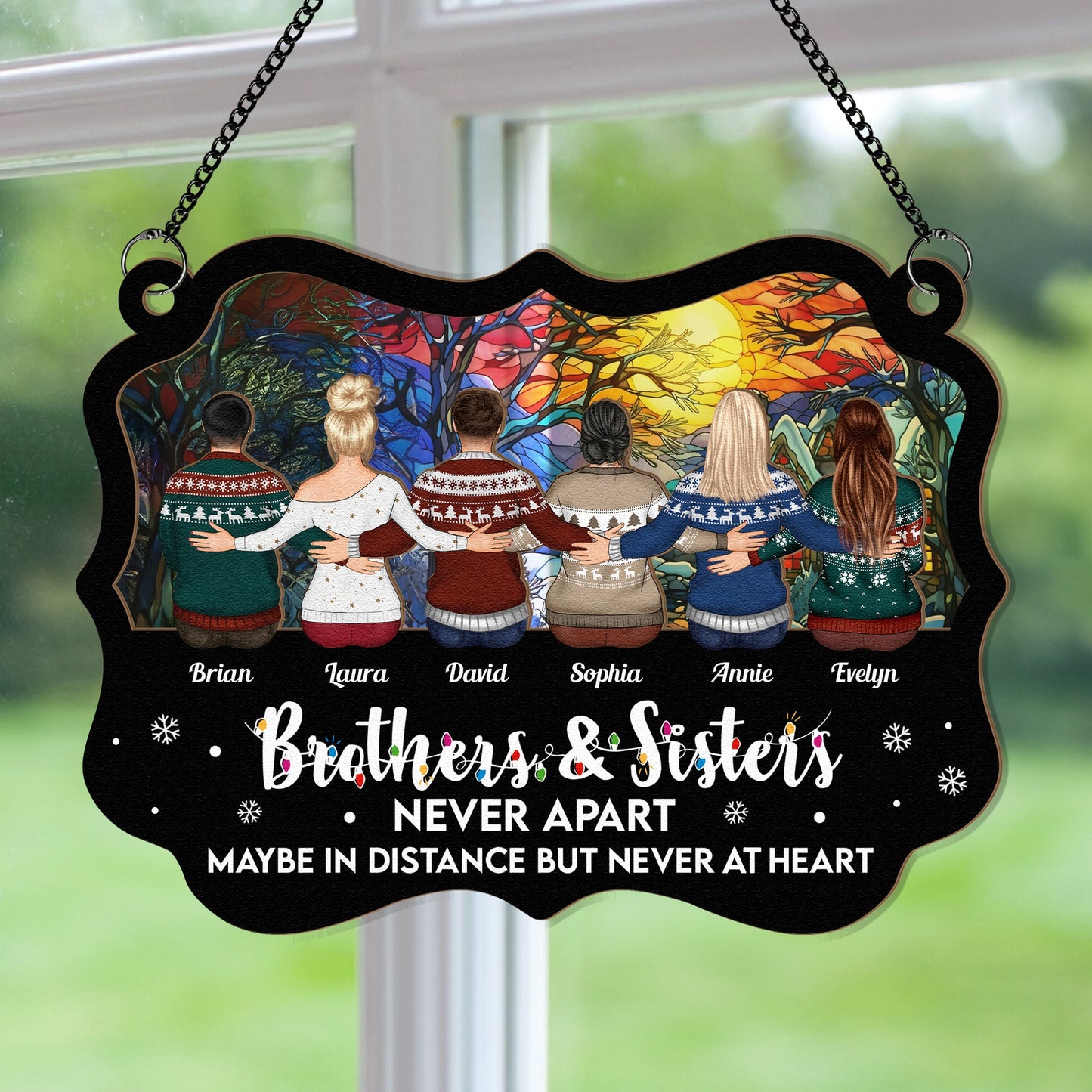 Custom Suncatcher for Siblings: 'Never Apart' Christmas Keepsake Gift
