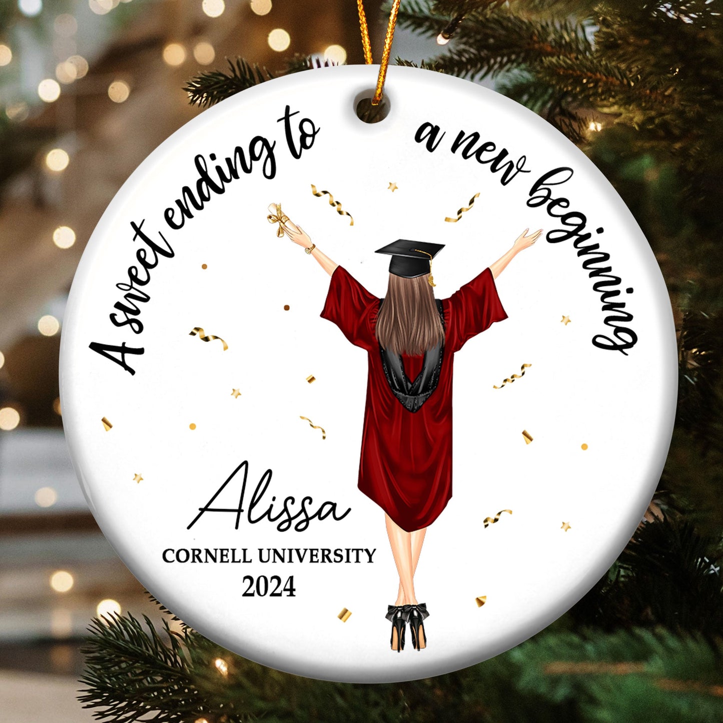 Personalized Graduation Ornament: 'Sweet Ending, New Beginning' Keepsake