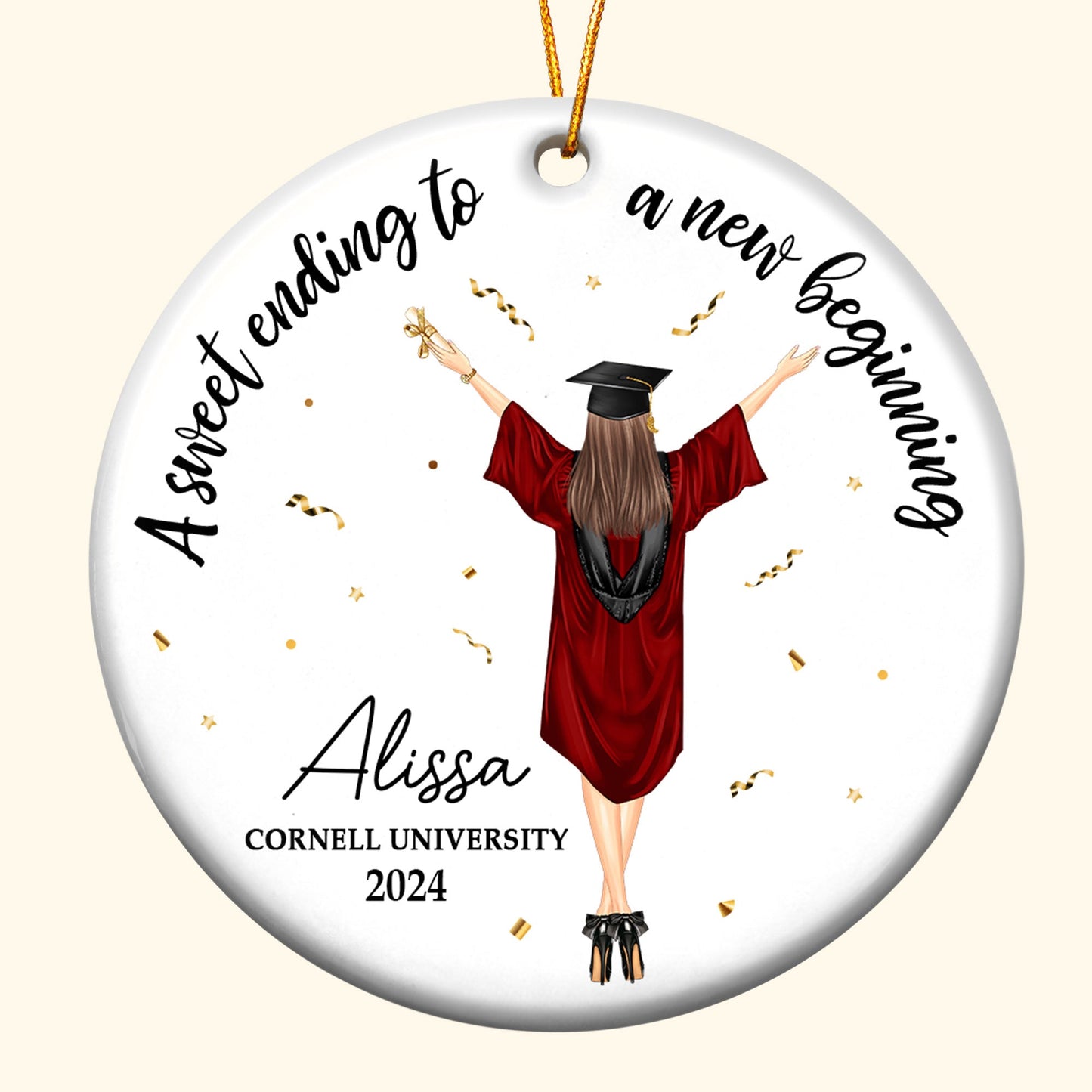Personalized Graduation Ornament: 'Sweet Ending, New Beginning' Keepsake