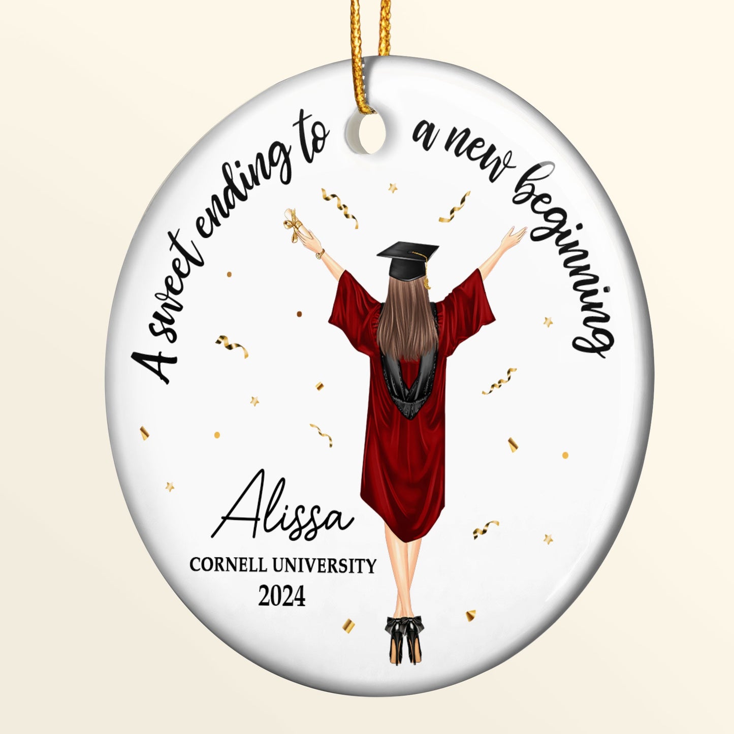 Personalized Graduation Ornament: 'Sweet Ending, New Beginning' Keepsake